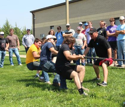 Student playing tug-a-war